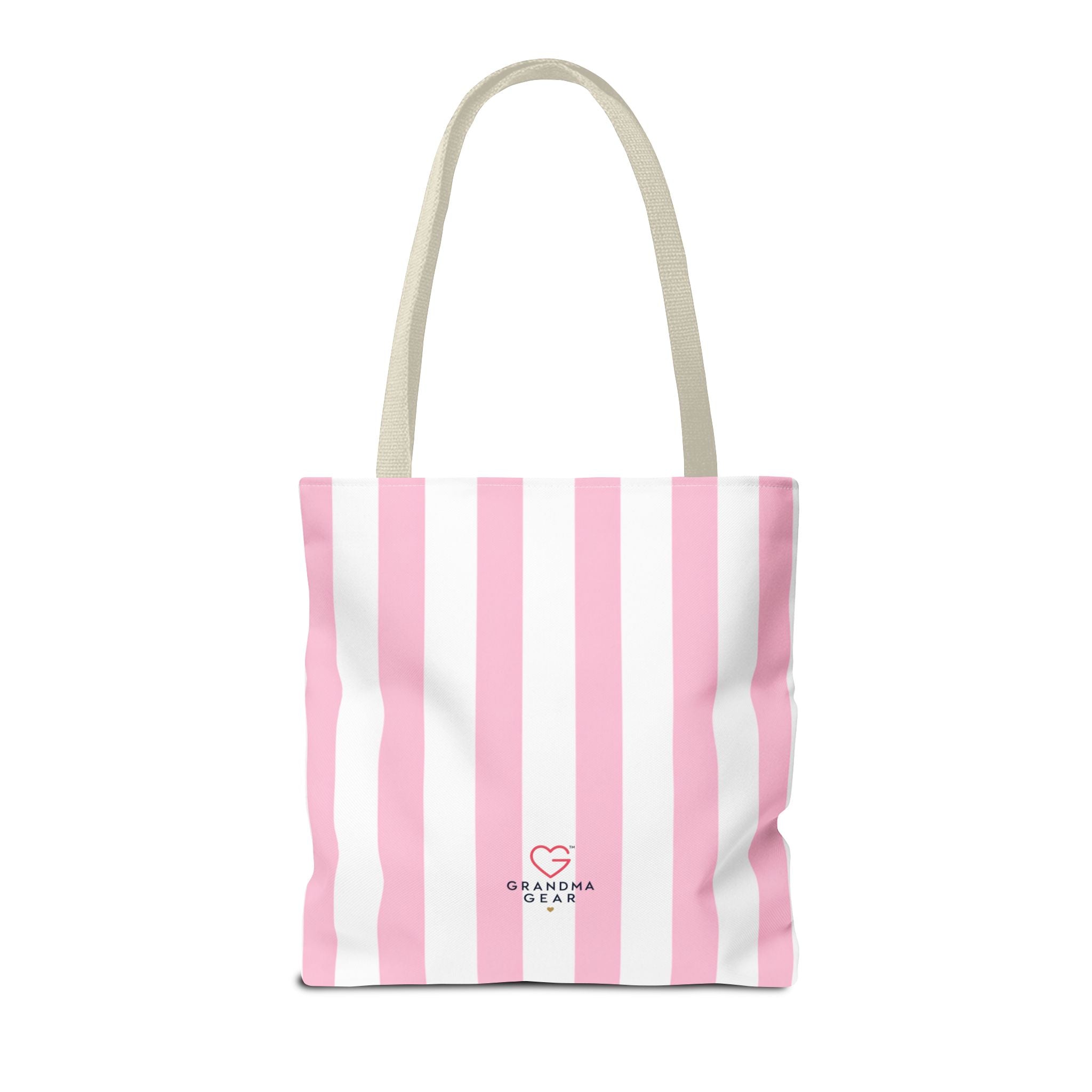 Grandma Crown Tote Bag — Pink Striped "Grandma" Gift Tote
