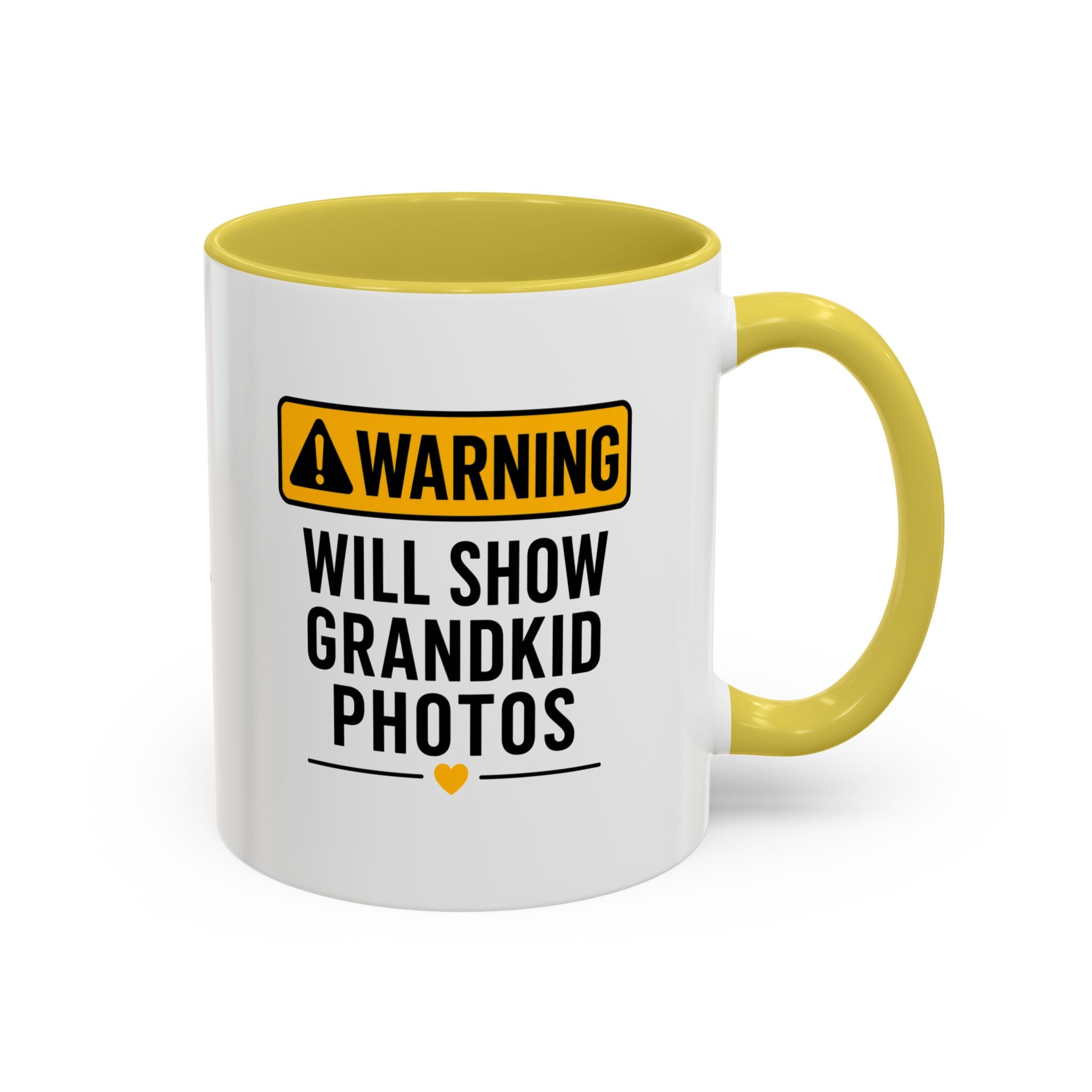 Warning Will Show Grandkid Photos Mug — Funny Grandma/Grandpa Coffee Cup (11oz, 15oz)