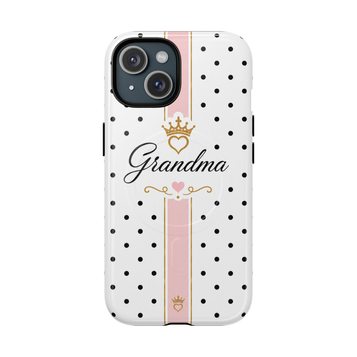 Grandma Polka Dot Tough Magnetic Phone Case — Pink Crown Floral Accent
