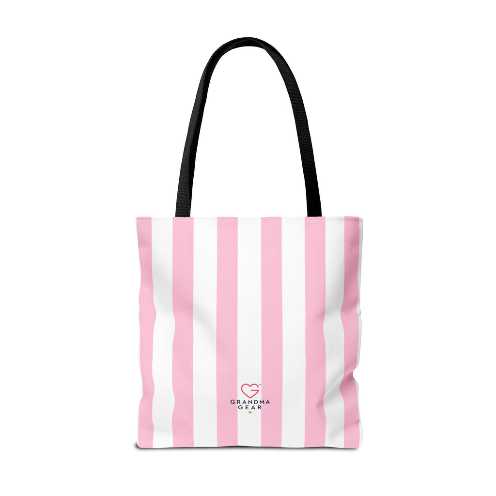 Grandma Crown Tote Bag — Pink Striped "Grandma" Gift Tote