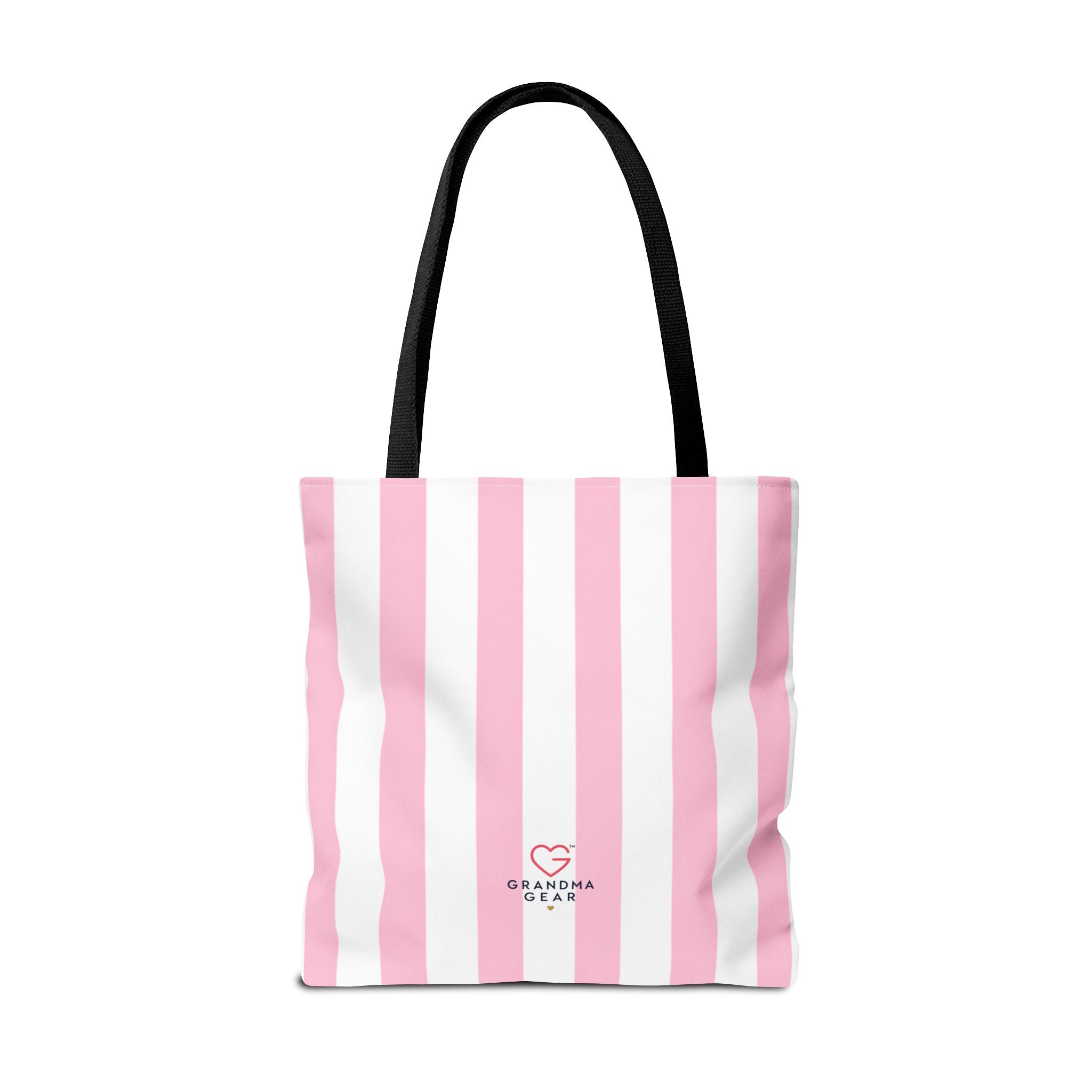 Grandma Crown Tote Bag — Pink Striped "Grandma" Gift Tote