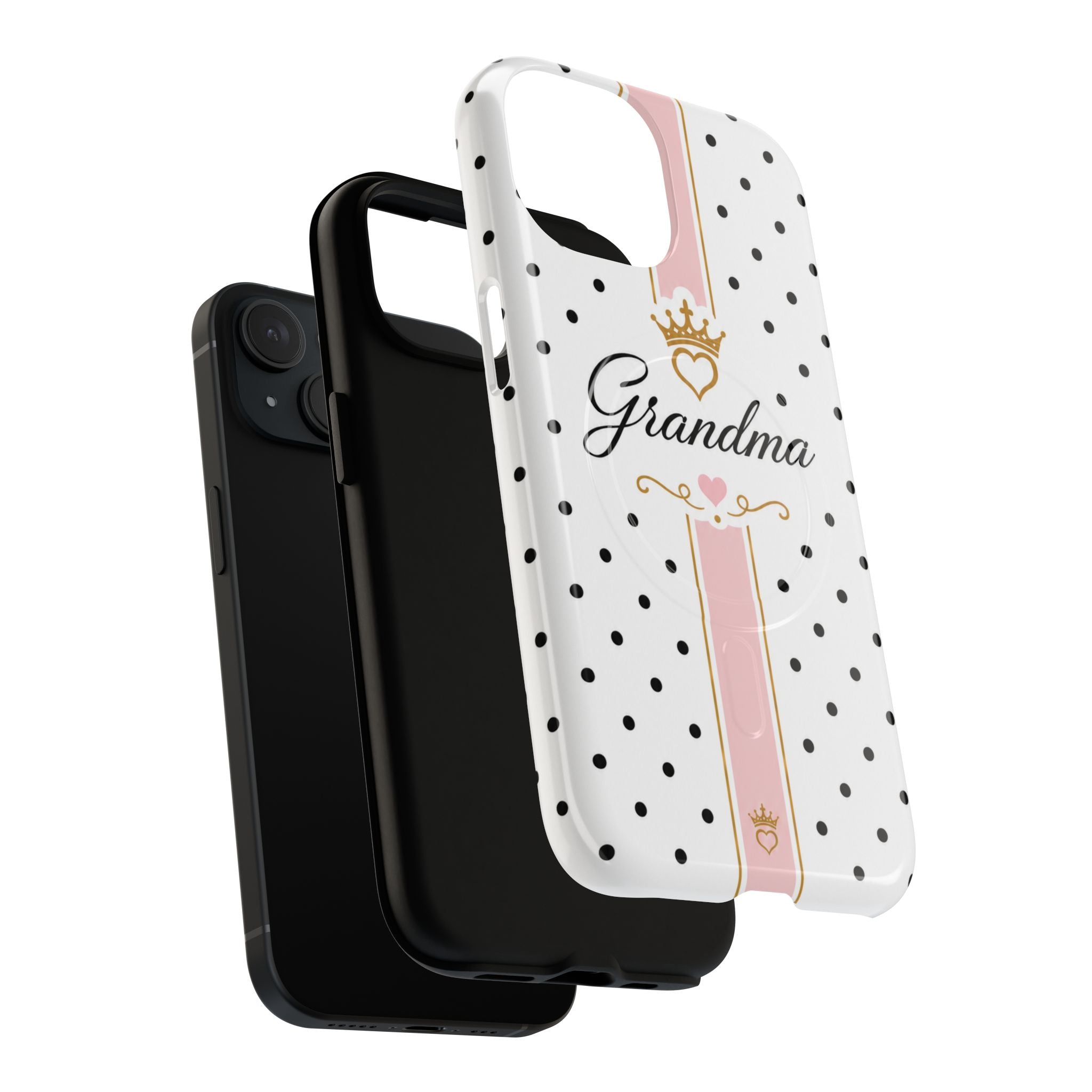 Grandma Polka Dot Tough Magnetic Phone Case — Pink Crown Floral Accent