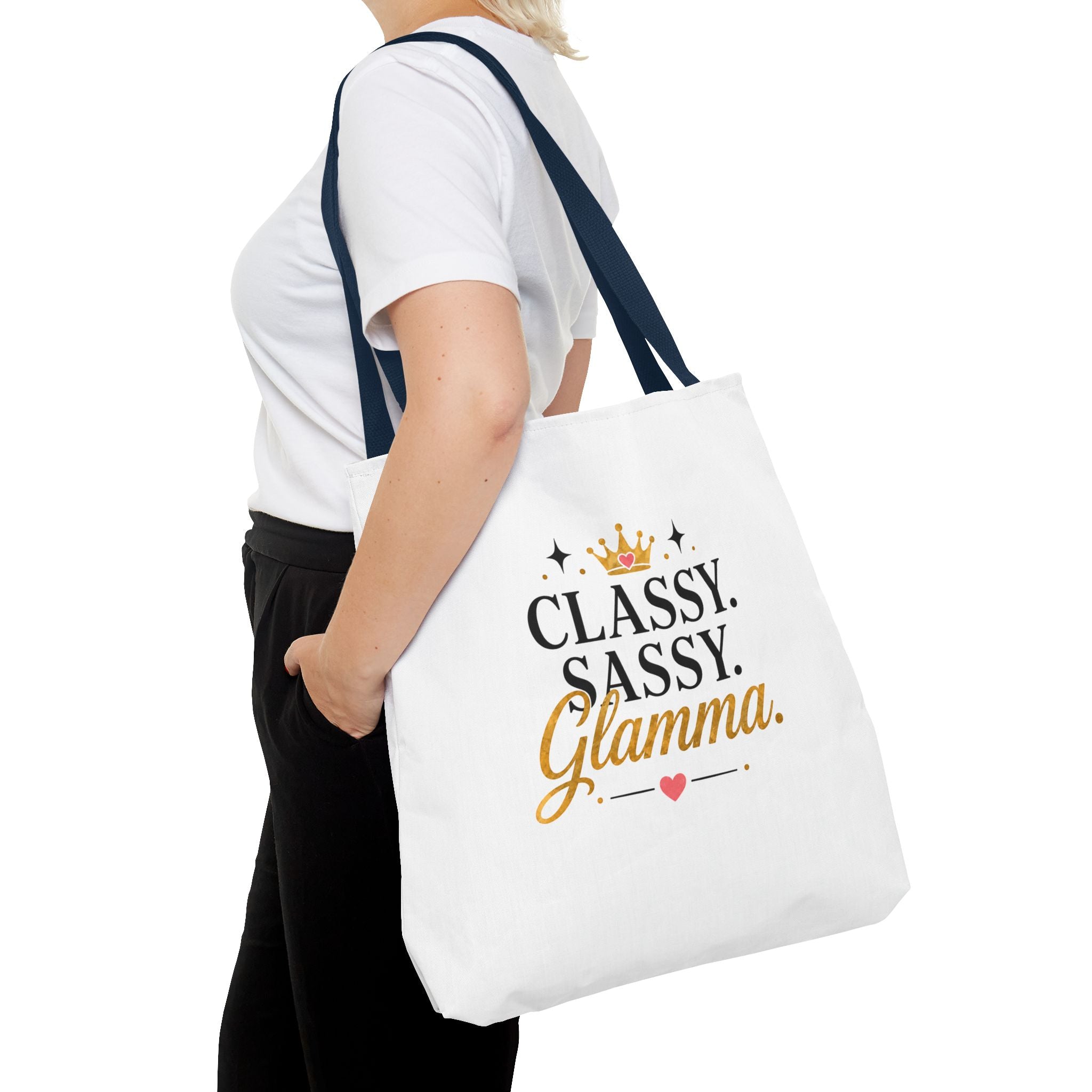 Classy Sassy Glamma Tote Bag – Funny Grandma Gift with Crown Graphic