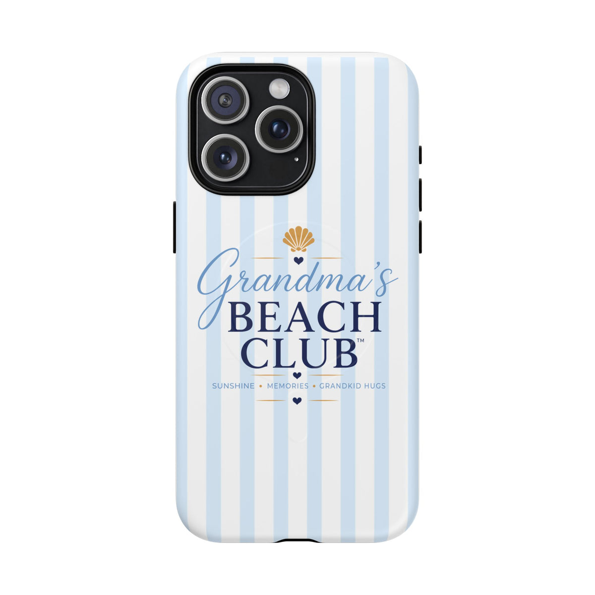 Grandma's Beach Club Tough Magnetic Phone Case — Coastal Striped Protective Cover