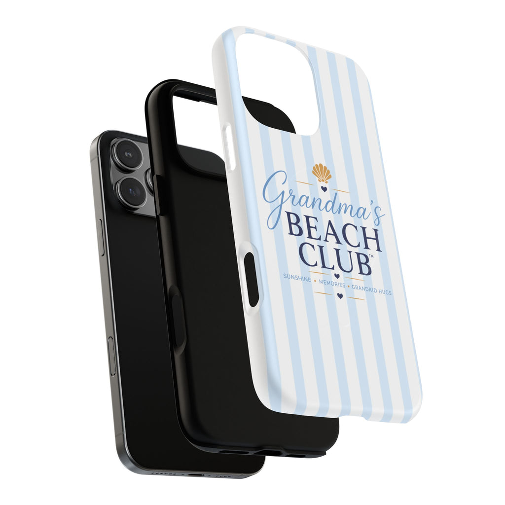 Grandma's Beach Club Tough Magnetic Phone Case — Coastal Striped Protective Cover