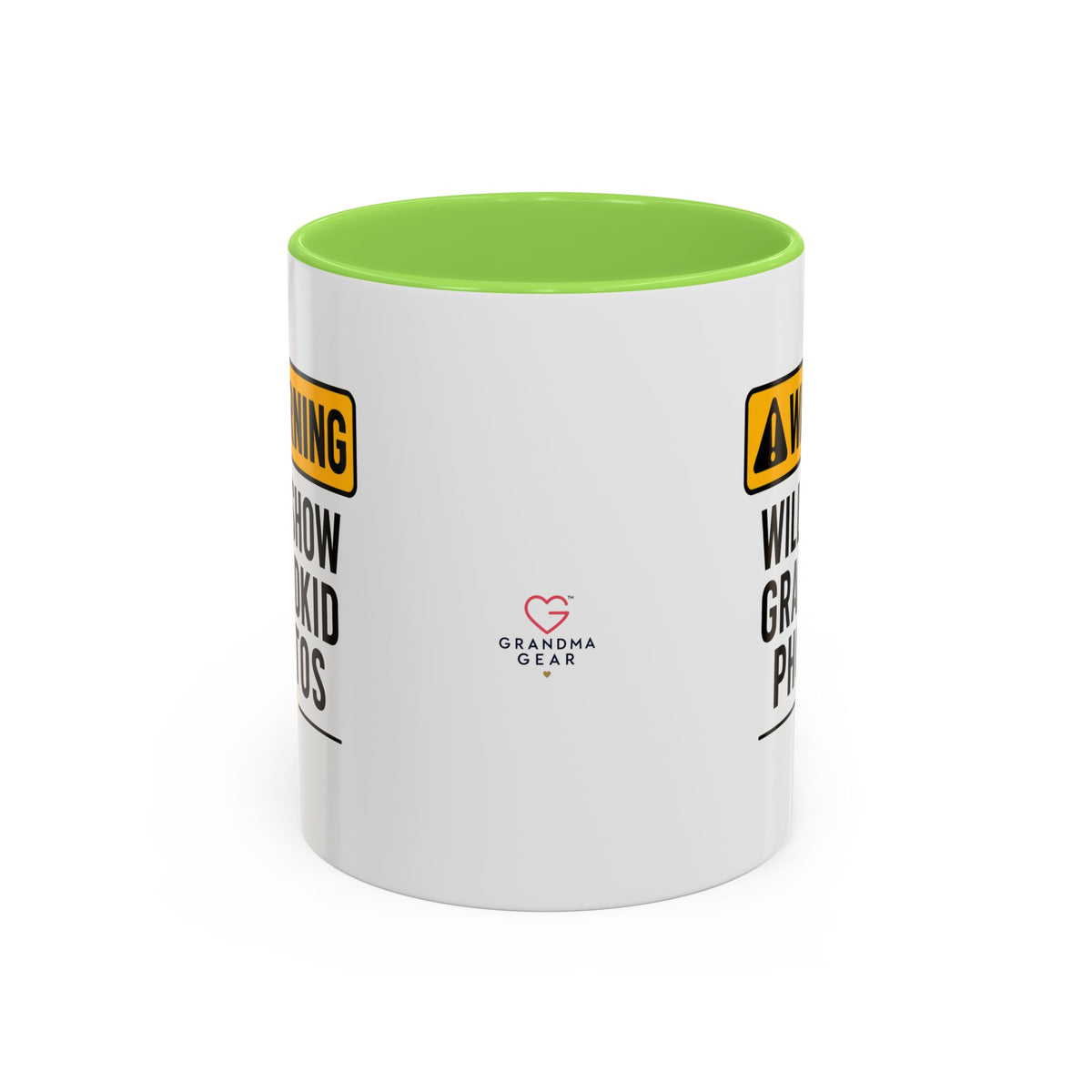 Warning Will Show Grandkid Photos Mug — Funny Grandma/Grandpa Coffee Cup (11oz, 15oz)