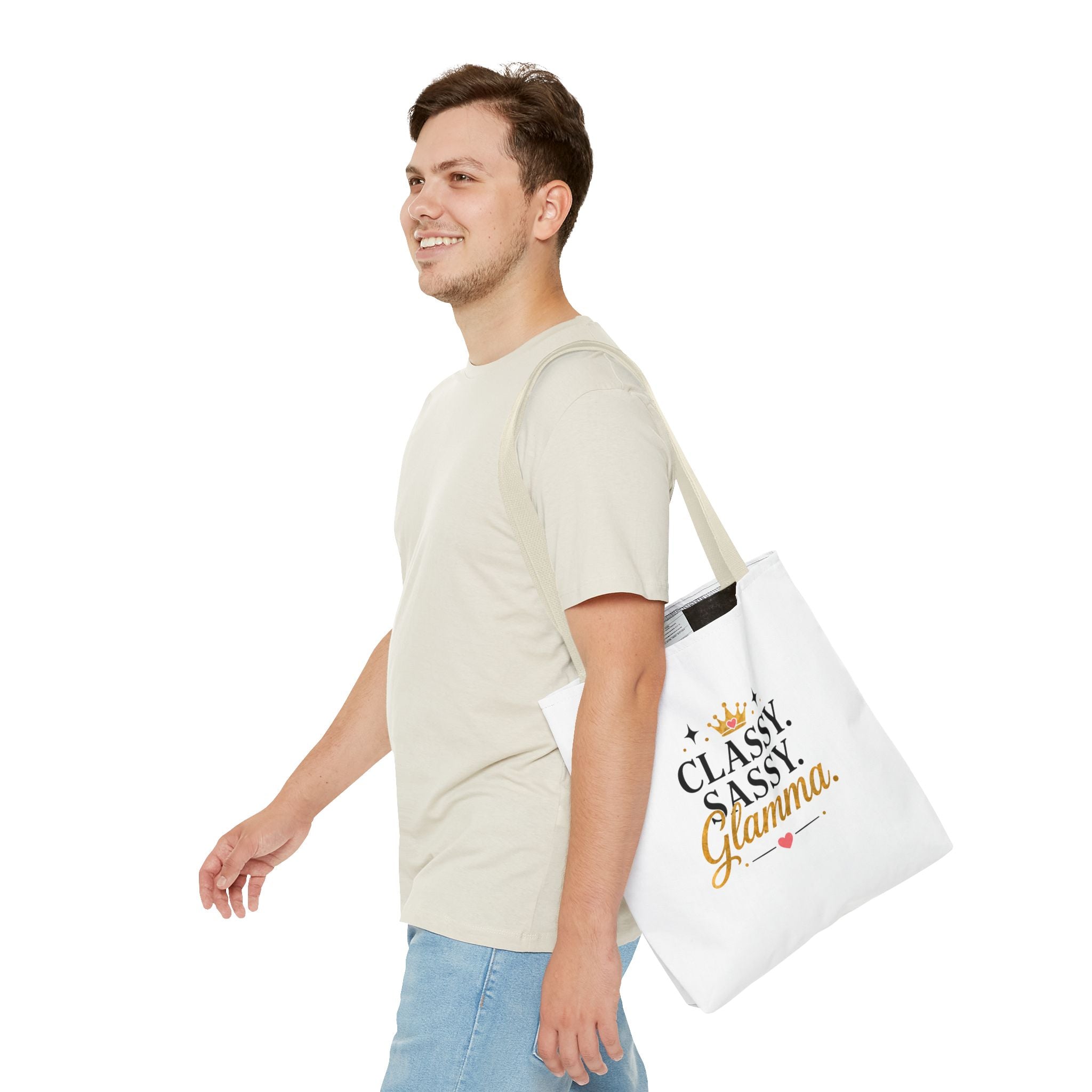 Classy Sassy Glamma Tote Bag – Funny Grandma Gift with Crown Graphic