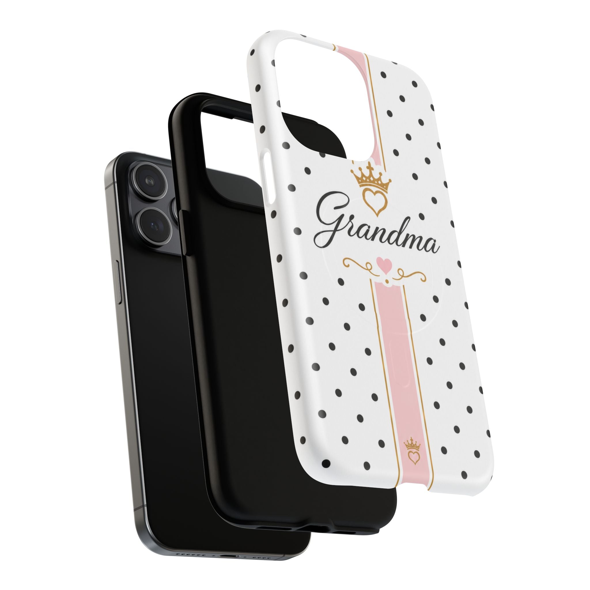 Grandma Polka Dot Tough Magnetic Phone Case — Pink Crown Floral Accent