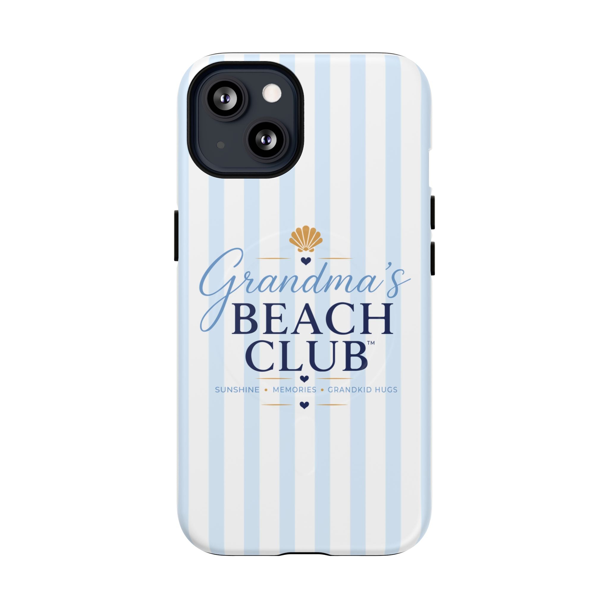 Grandma's Beach Club Tough Magnetic Phone Case — Coastal Striped Protective Cover