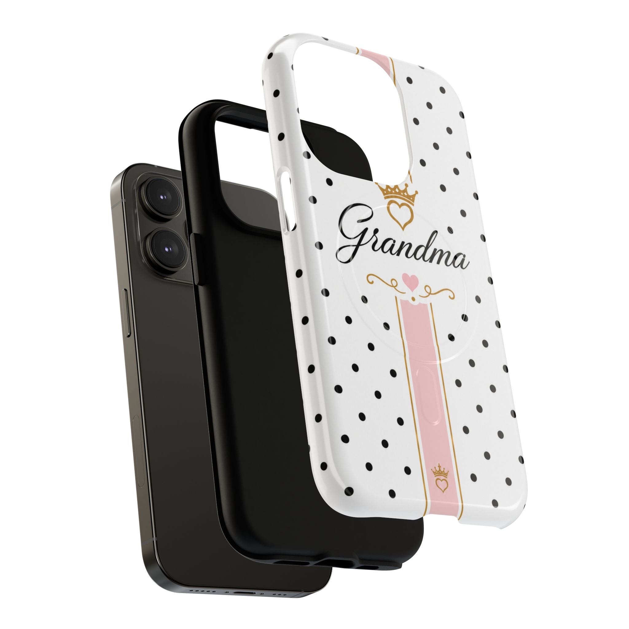 Grandma Polka Dot Tough Magnetic Phone Case — Pink Crown Floral Accent