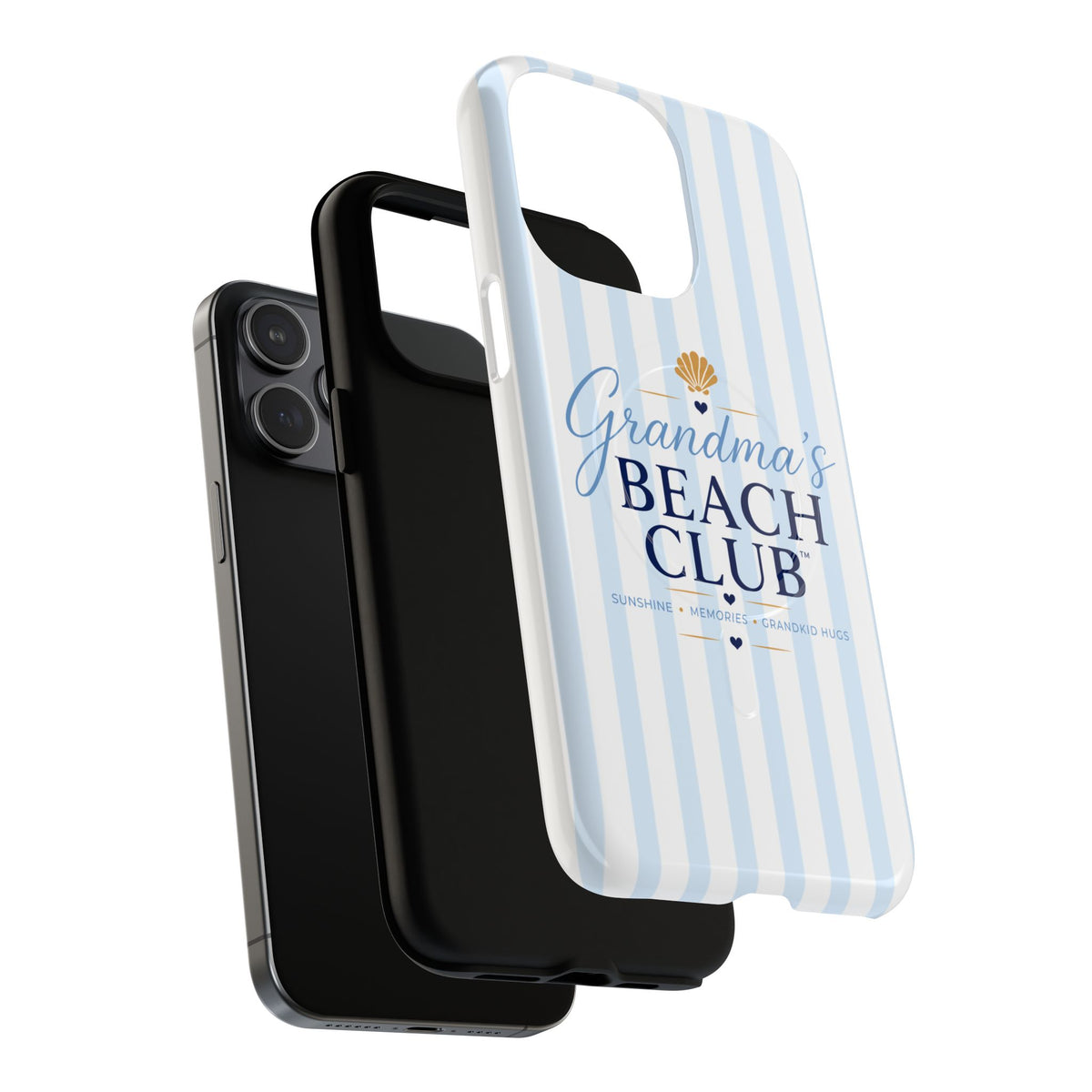 Grandma's Beach Club Tough Magnetic Phone Case — Coastal Striped Protective Cover
