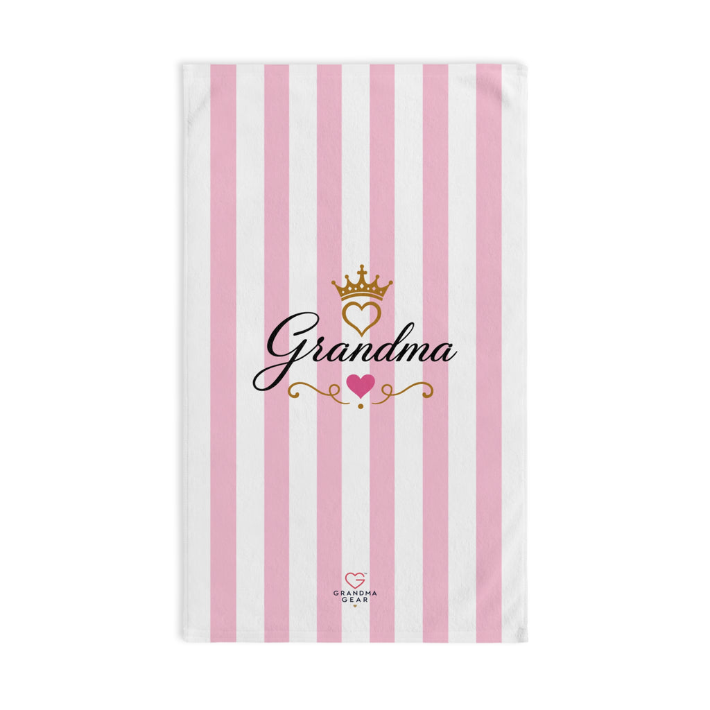 Grandma Crowned Pink Stripe Hand Towel — Decorative Gift for Grandma