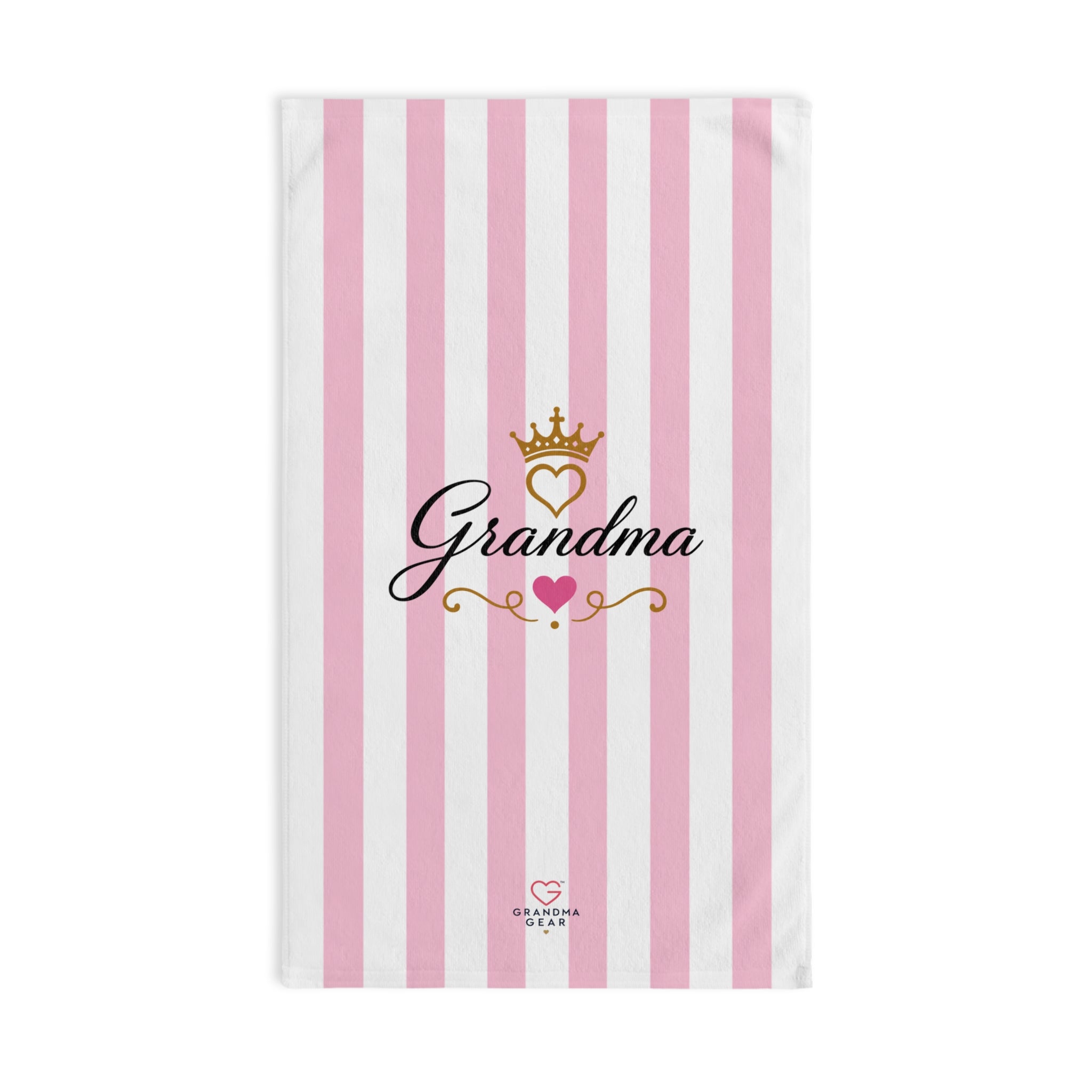 Grandma Crowned Pink Stripe Hand Towel — Decorative Gift for Grandma