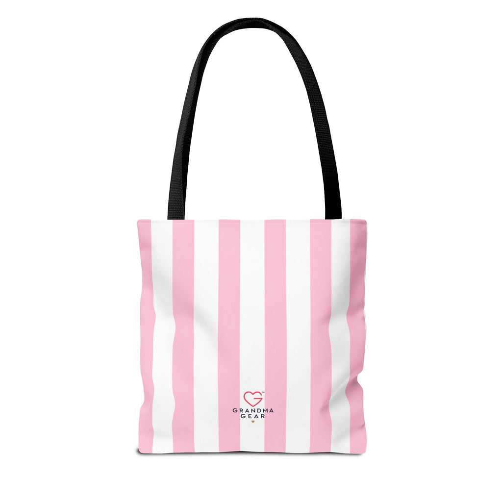 Grandma Crown Tote Bag — Pink Striped "Grandma" Gift Tote