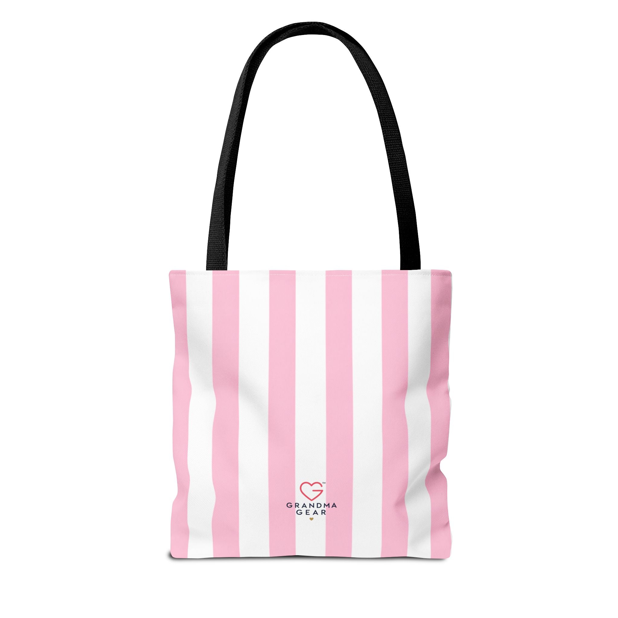 Grandma Crown Tote Bag — Pink Striped "Grandma" Gift Tote