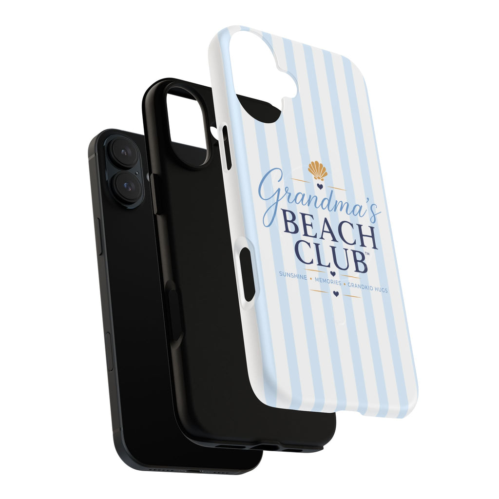 Grandma's Beach Club Tough Magnetic Phone Case — Coastal Striped Protective Cover