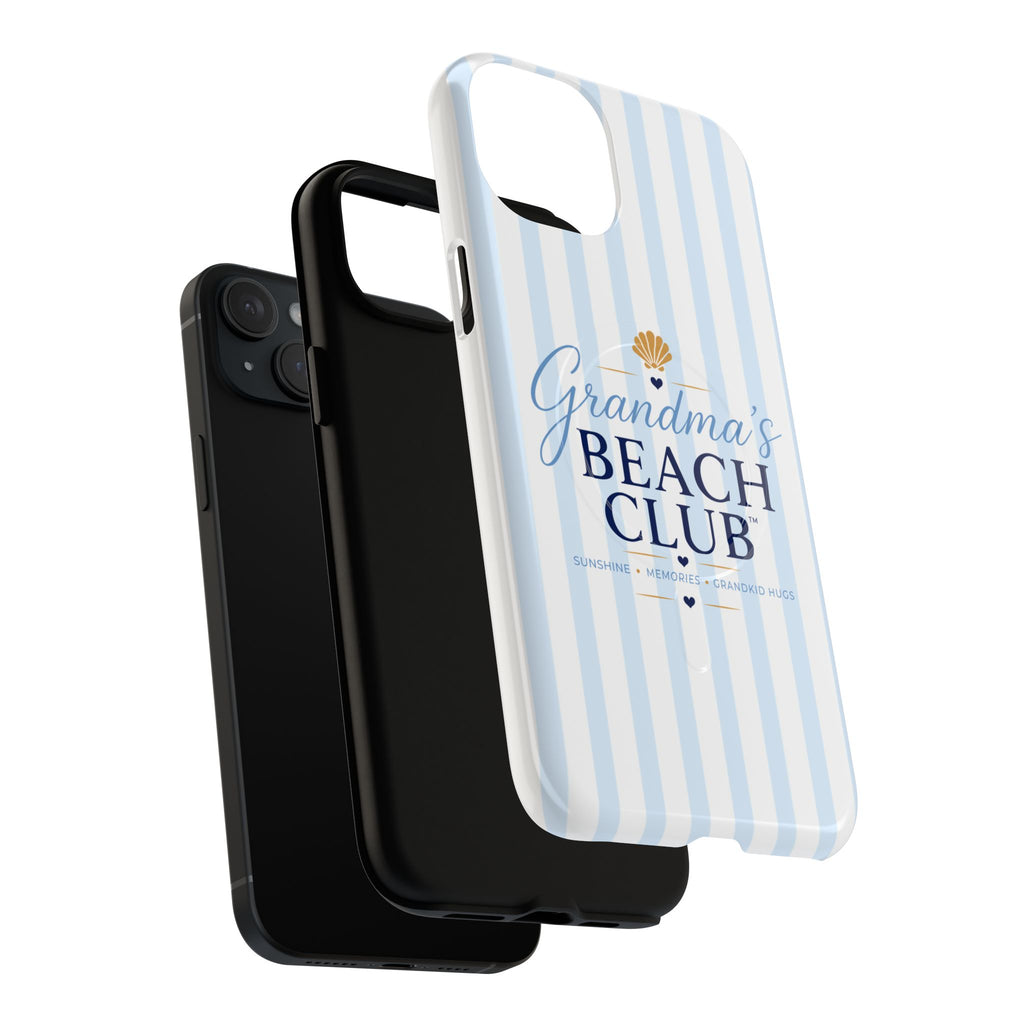 Grandma's Beach Club Tough Magnetic Phone Case — Coastal Striped Protective Cover
