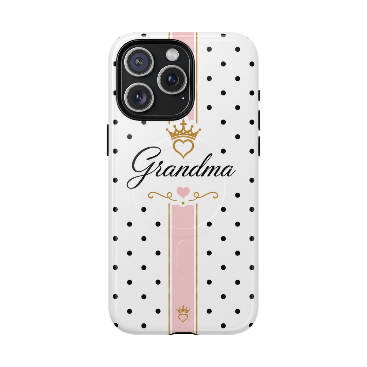 Grandma Polka Dot Tough Magnetic Phone Case — Pink Crown Floral Accent