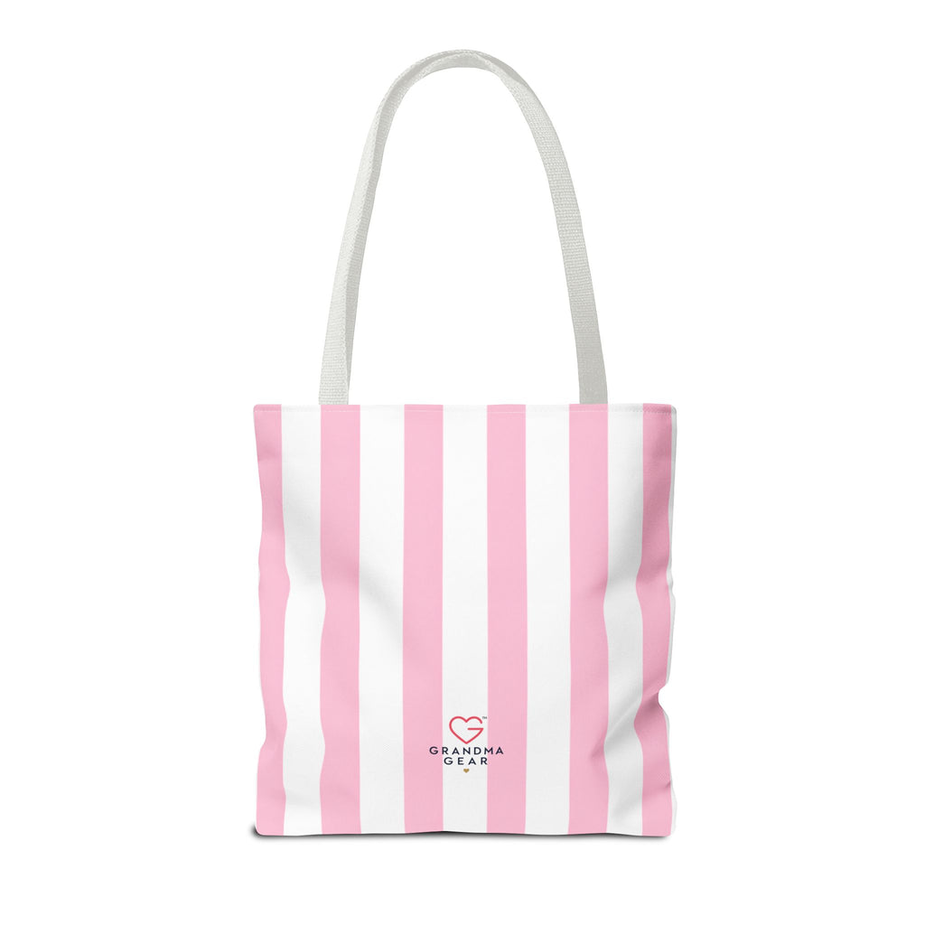 Grandma Crown Tote Bag — Pink Striped "Grandma" Gift Tote