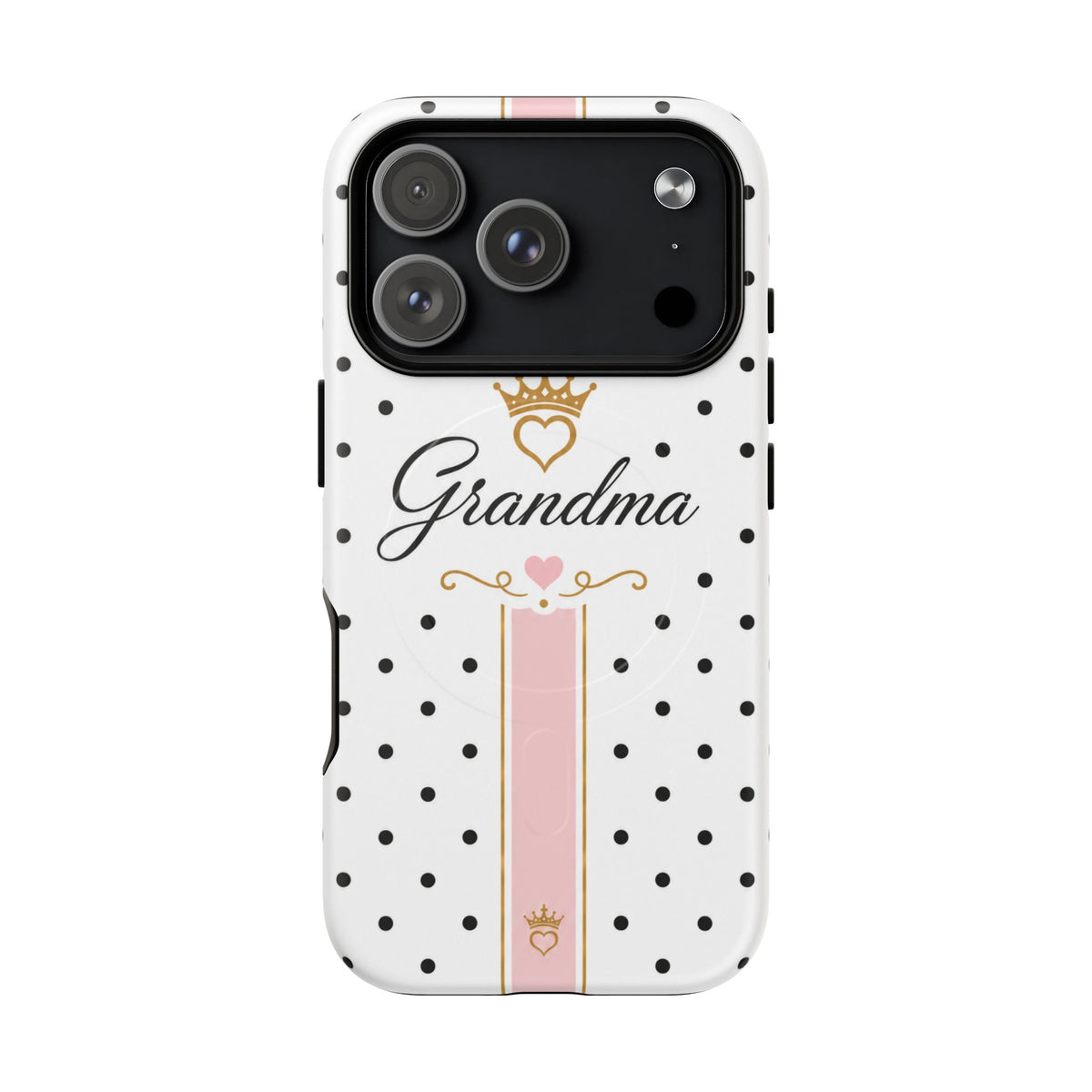 Grandma Polka Dot Tough Magnetic Phone Case — Pink Crown Floral Accent