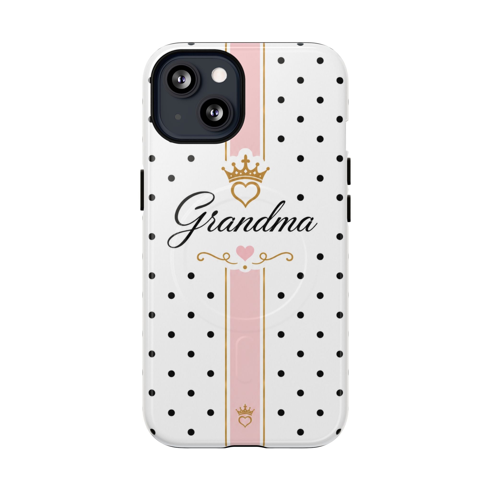 Grandma Polka Dot Tough Magnetic Phone Case — Pink Crown Floral Accent