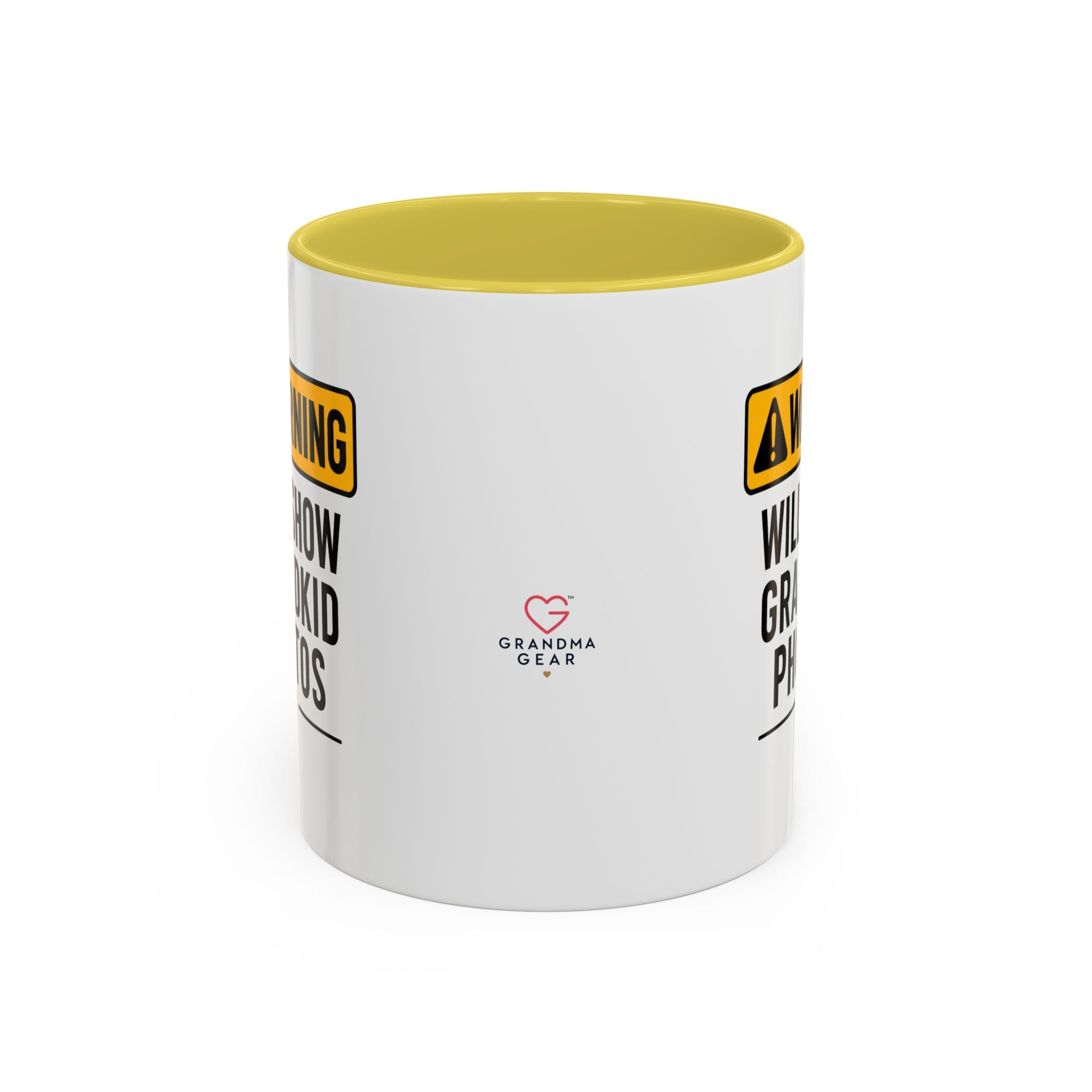 Warning Will Show Grandkid Photos Mug — Funny Grandma/Grandpa Coffee Cup (11oz, 15oz)