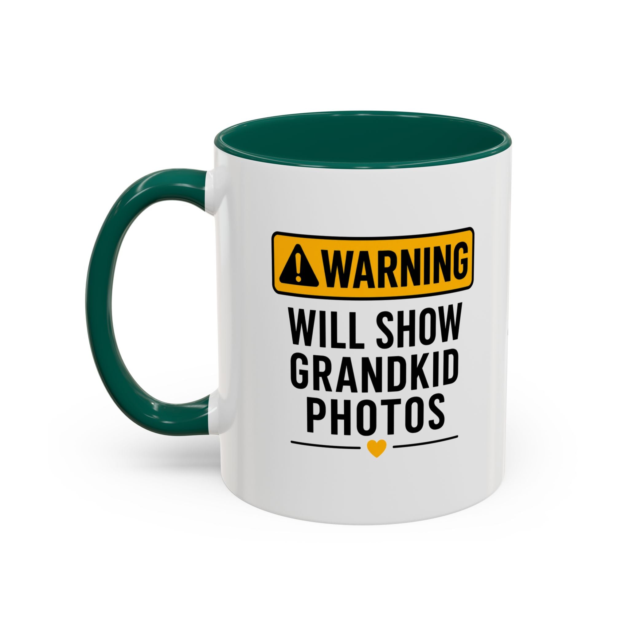 Warning Will Show Grandkid Photos Mug — Funny Grandma/Grandpa Coffee Cup (11oz, 15oz)