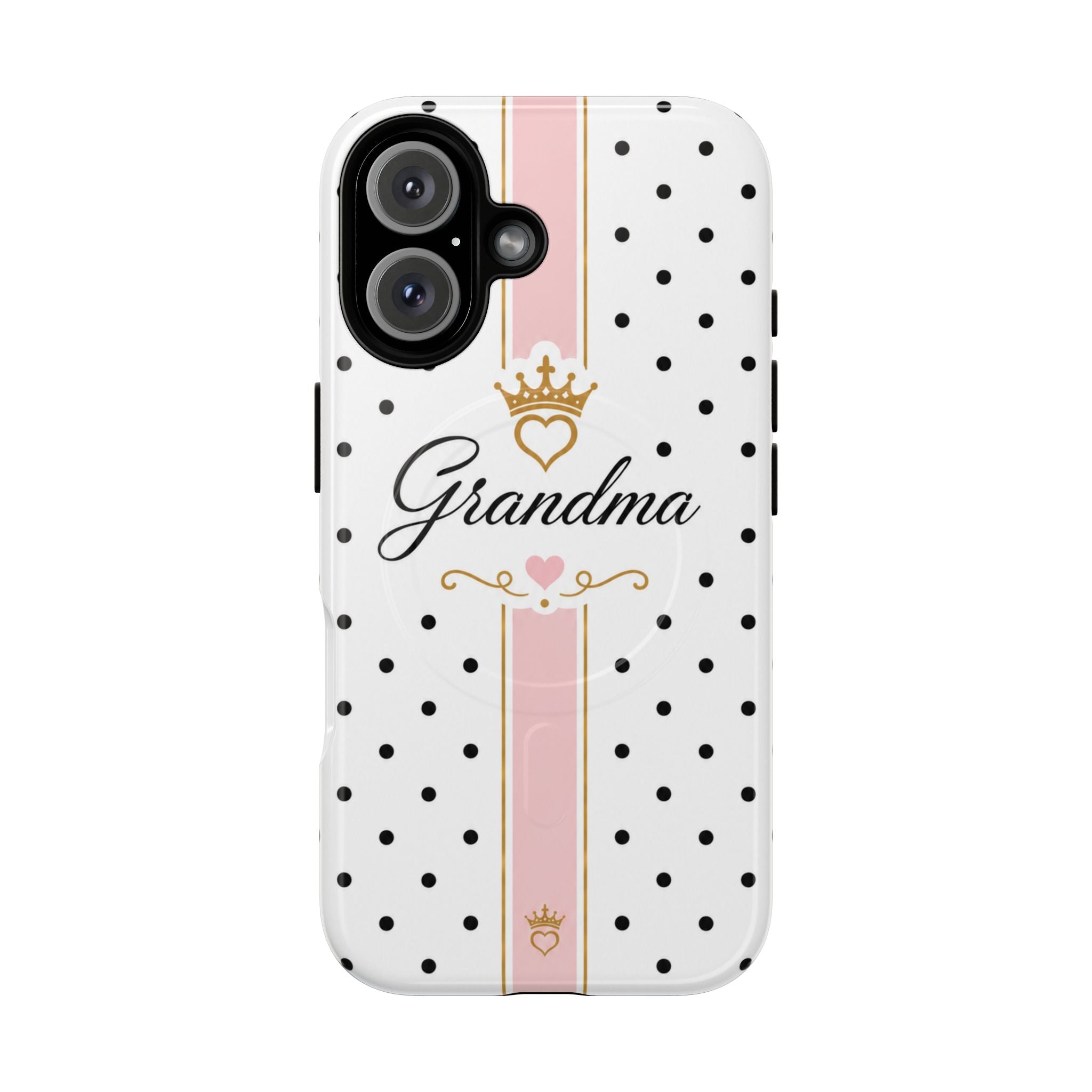 Grandma Polka Dot Tough Magnetic Phone Case — Pink Crown Floral Accent