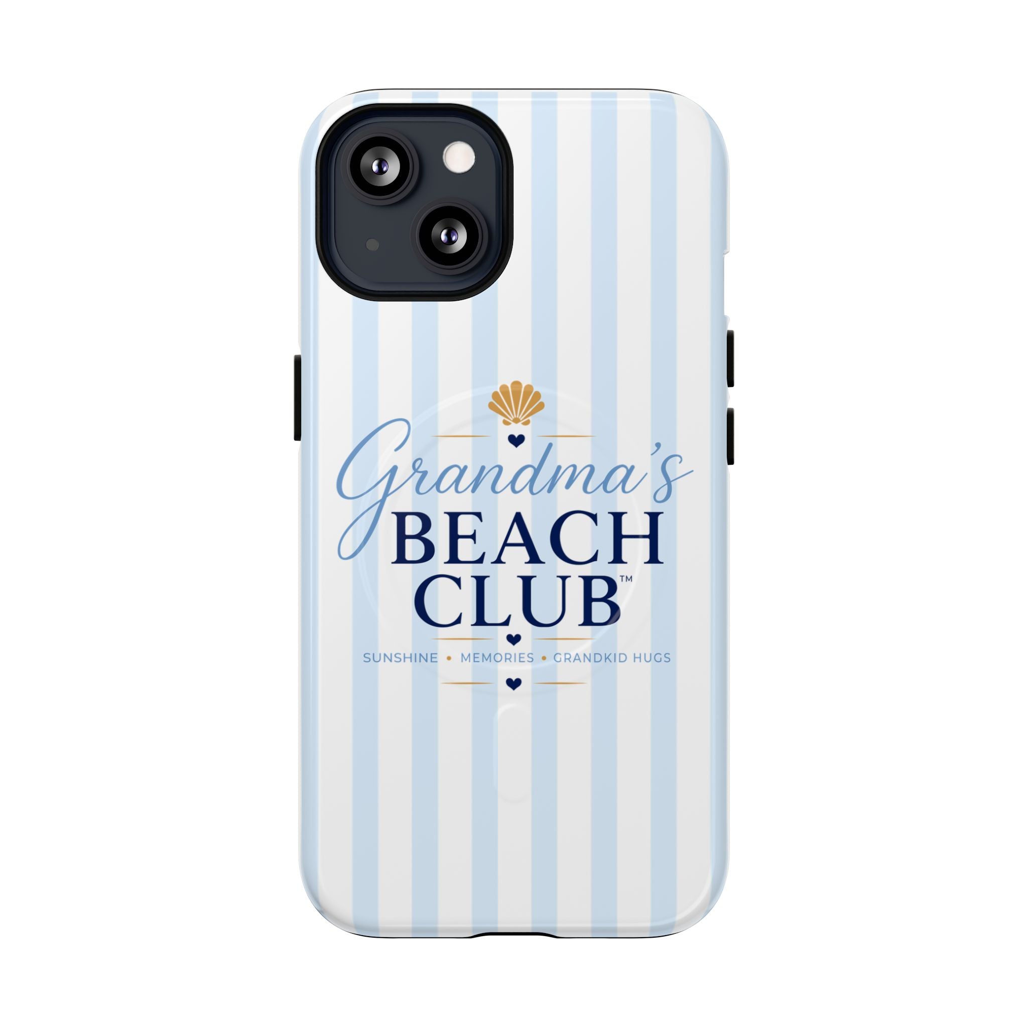 Grandma's Beach Club Tough Magnetic Phone Case — Coastal Striped Protective Cover