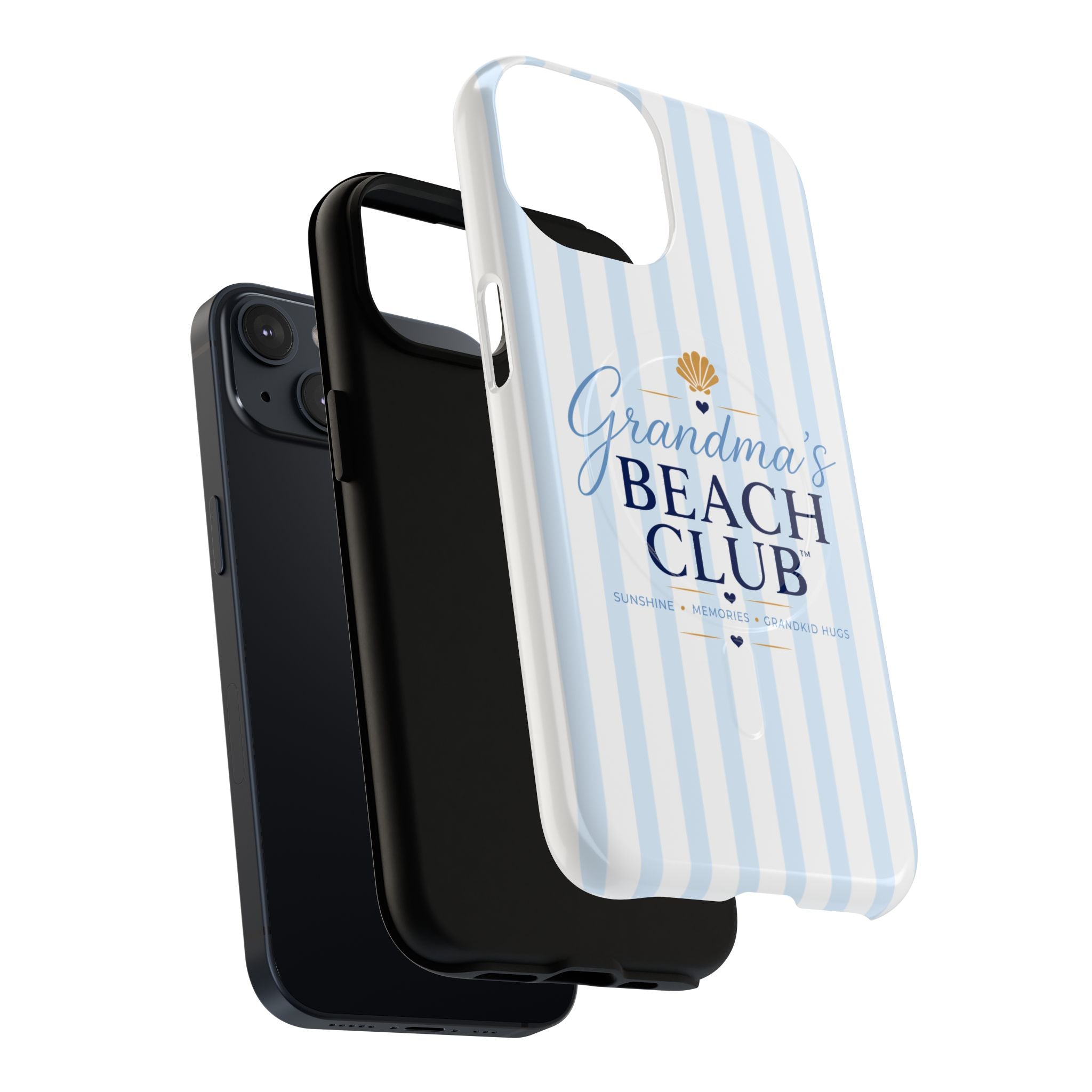 Grandma's Beach Club Tough Magnetic Phone Case — Coastal Striped Protective Cover