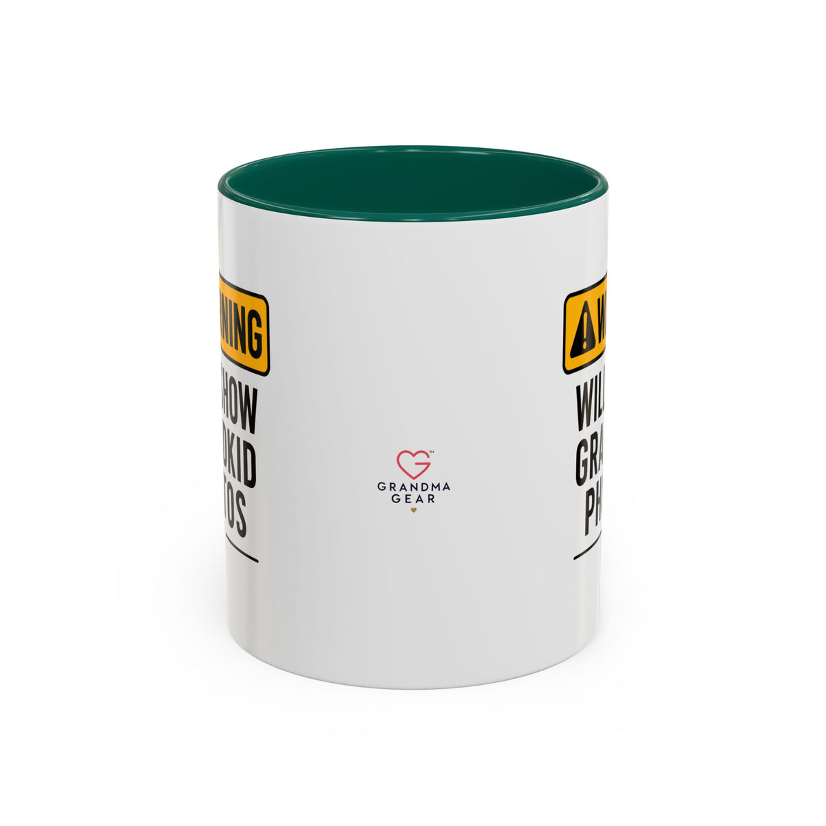 Warning Will Show Grandkid Photos Mug — Funny Grandma/Grandpa Coffee Cup (11oz, 15oz)