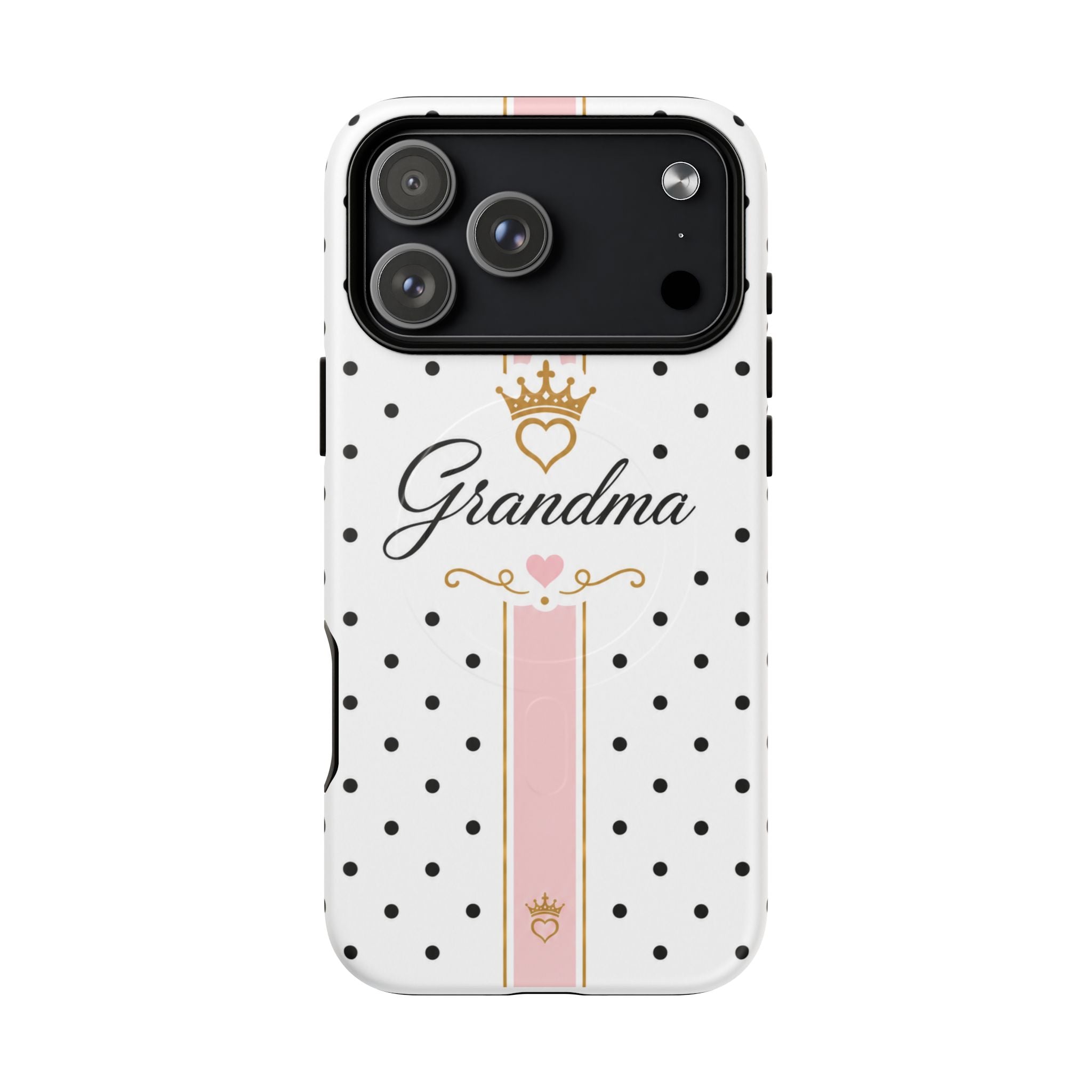 Grandma Polka Dot Tough Magnetic Phone Case — Pink Crown Floral Accent