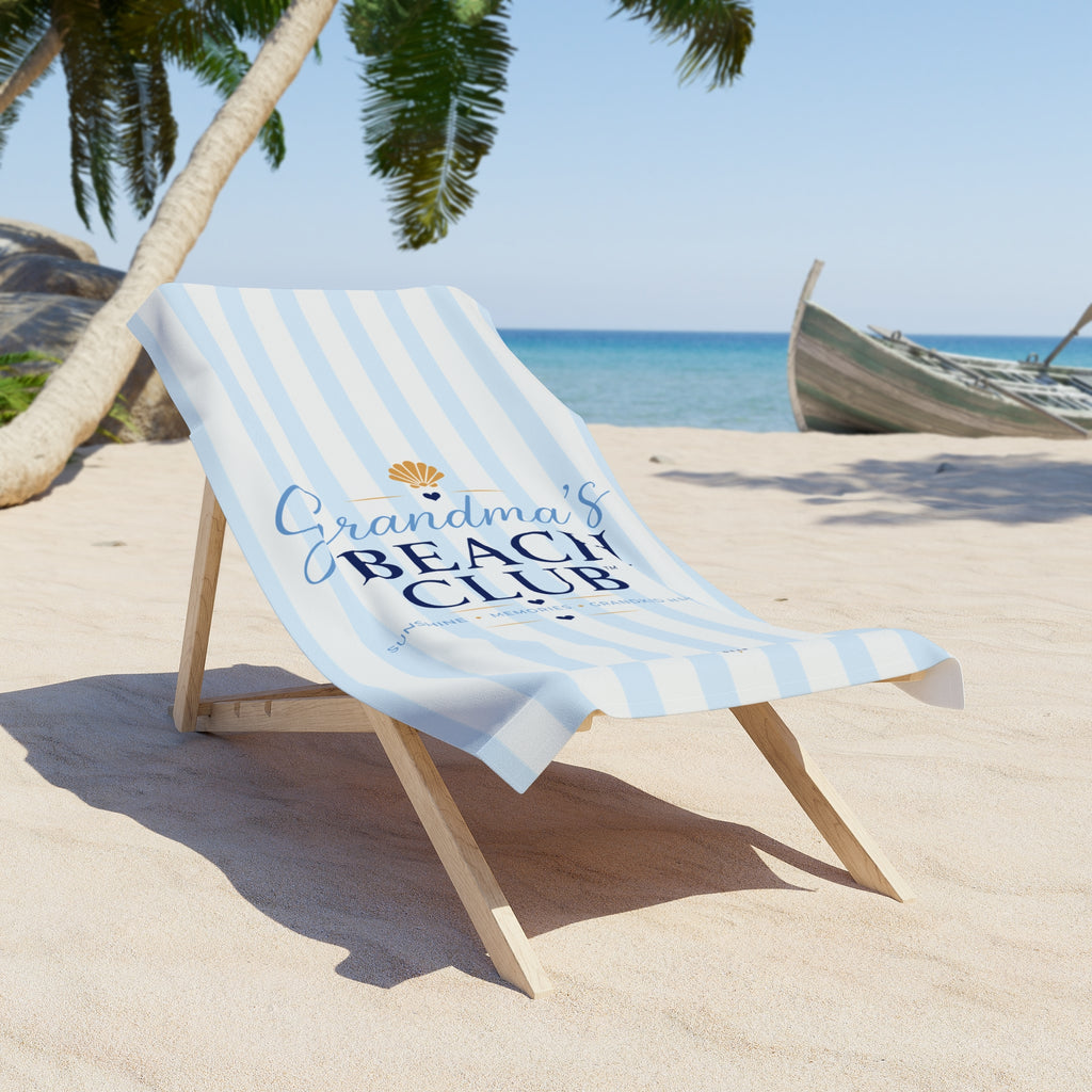Grandma's Beach Club Beach Towel | Nautical Striped Shell