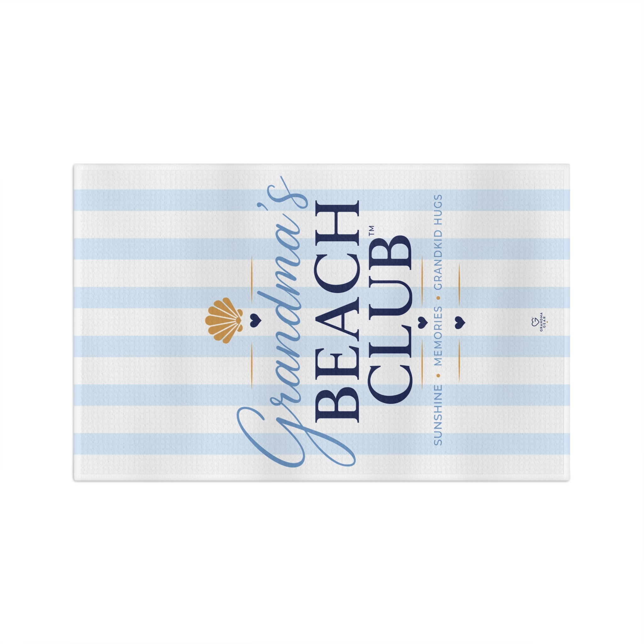 Grandma's Beach Club Microfiber Tea Towel | Coastal Shell, Blue Stripe