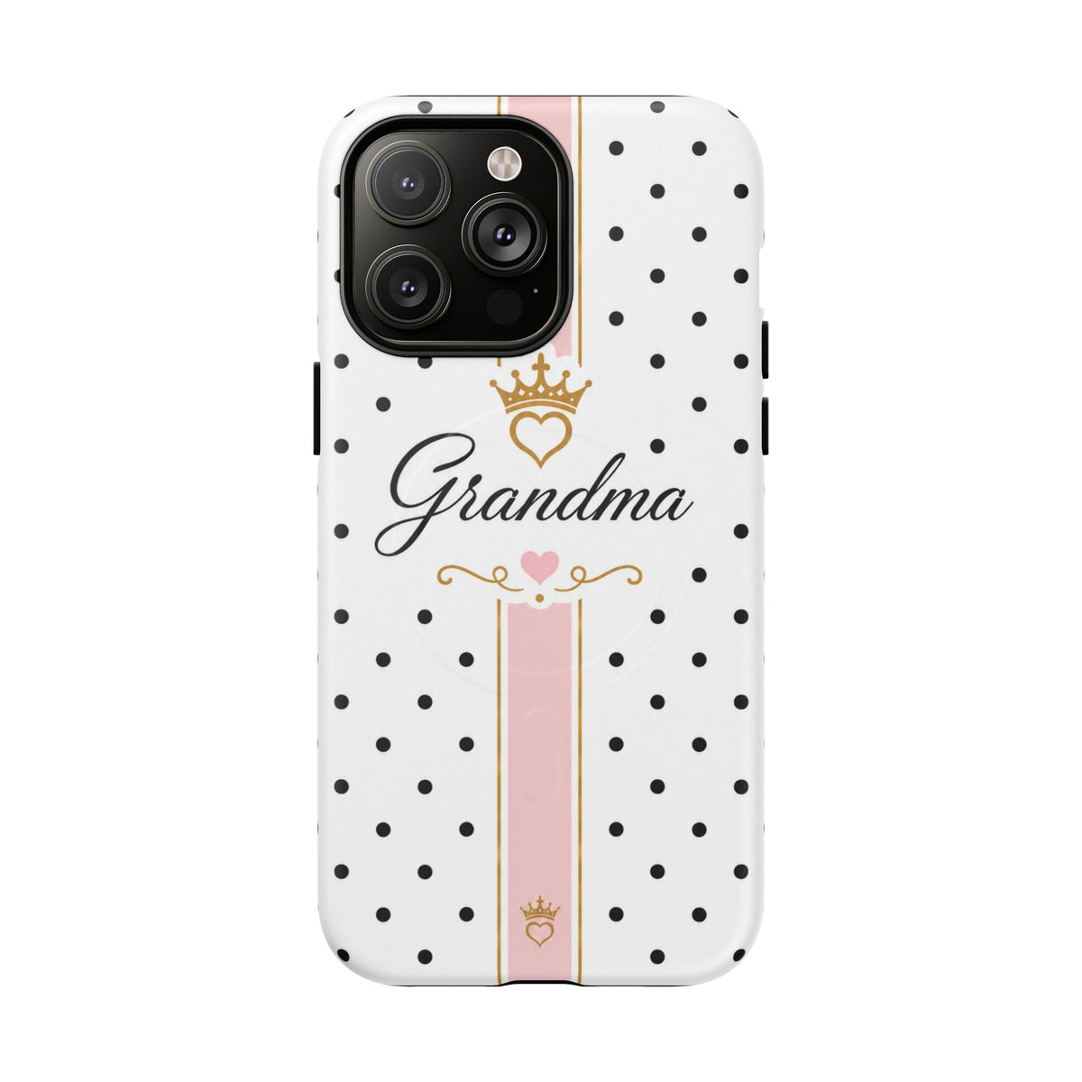 Grandma Polka Dot Tough Magnetic Phone Case — Pink Crown Floral Accent