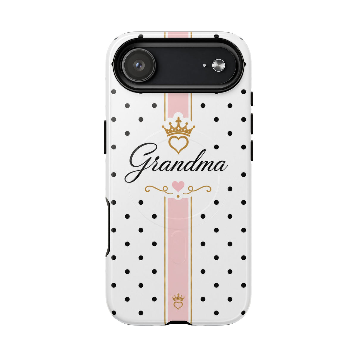 Grandma Polka Dot Tough Magnetic Phone Case — Pink Crown Floral Accent