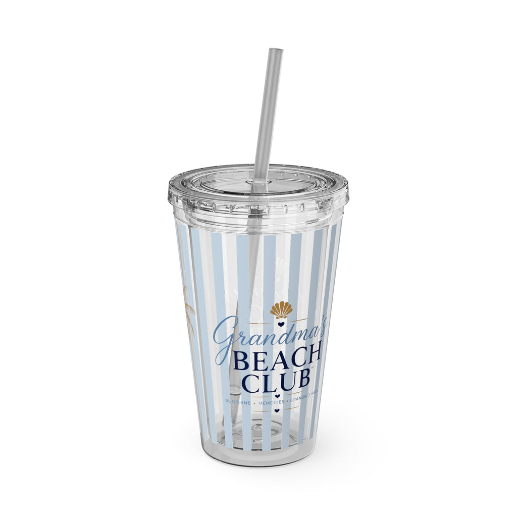 Grandma Beach Club Tumbler | 16oz Straw Tumbler, Shell Beach Design