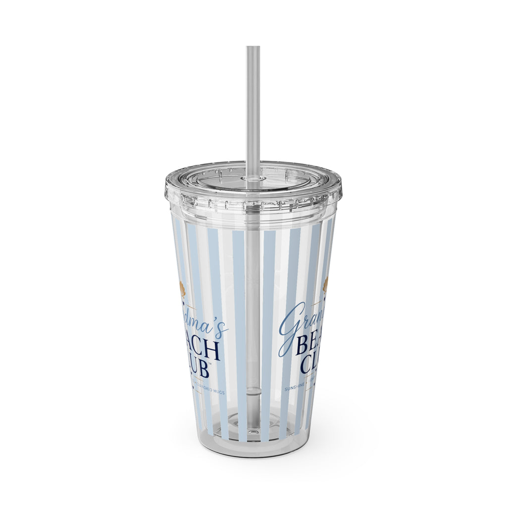 Grandma Beach Club Tumbler | 16oz Straw Tumbler, Shell Beach Design