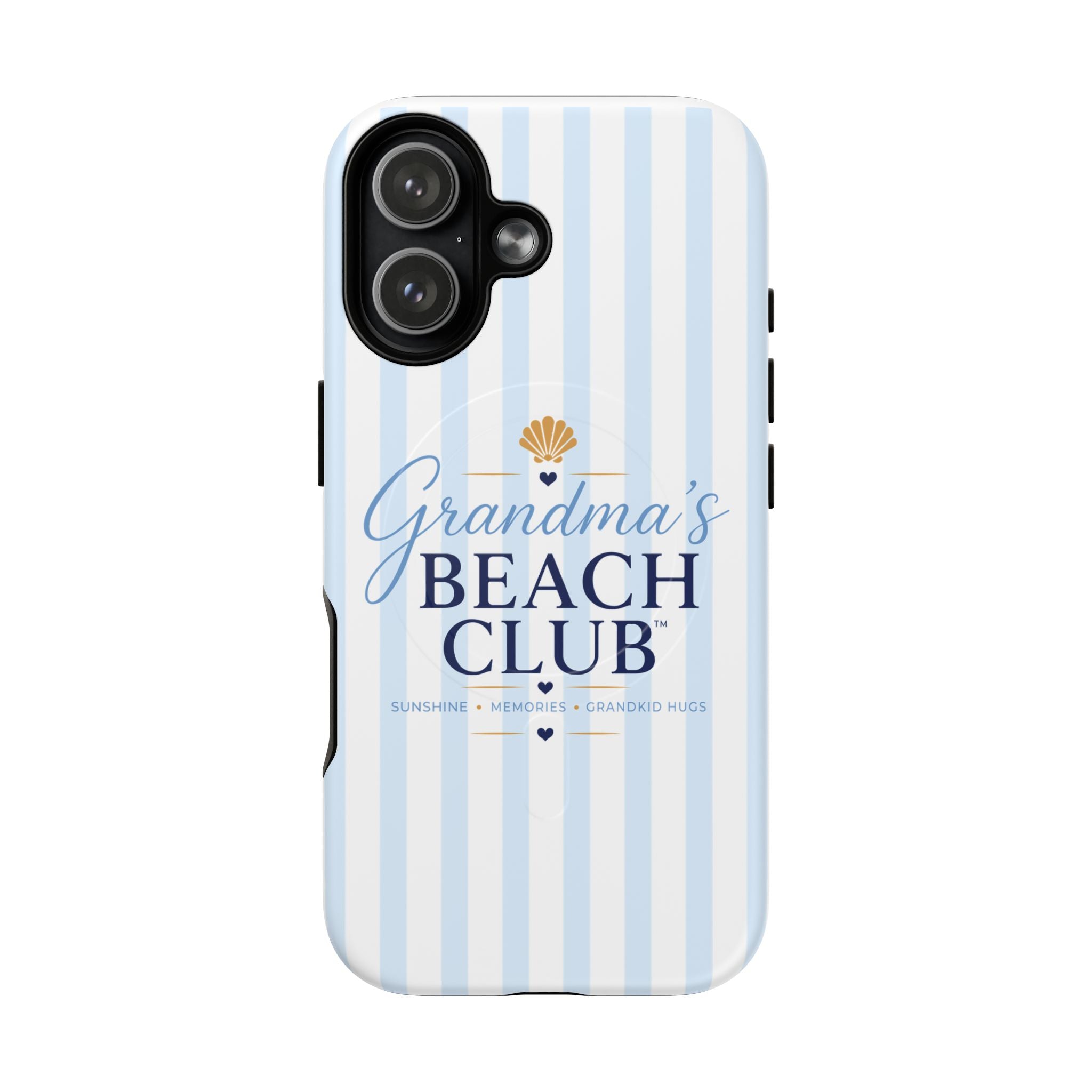Grandma's Beach Club Tough Magnetic Phone Case — Coastal Striped Protective Cover