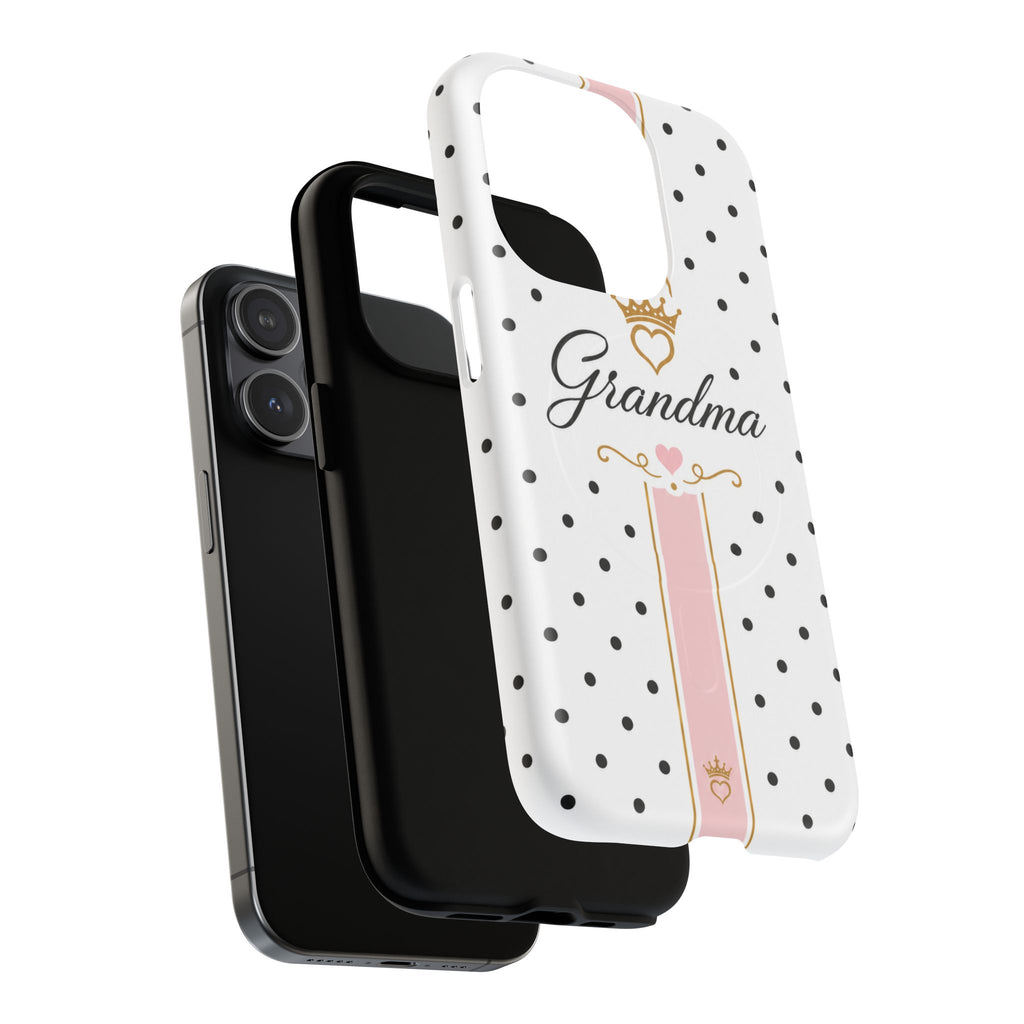 Grandma Polka Dot Tough Magnetic Phone Case — Pink Crown Floral Accent
