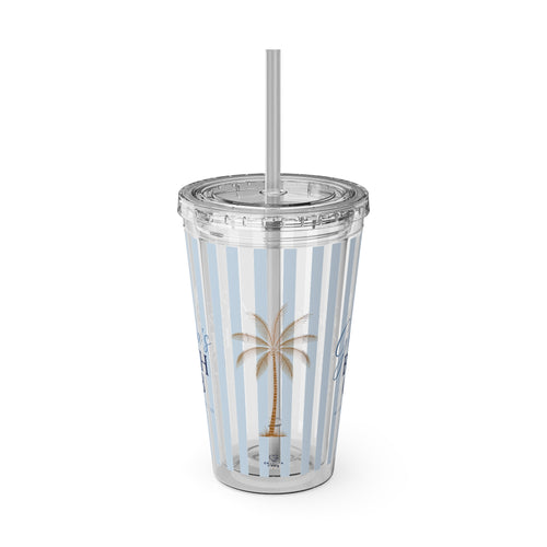 Grandma Beach Club Tumbler | 16oz Straw Tumbler, Shell Beach Design