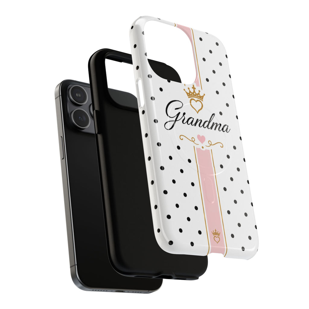 Grandma Polka Dot Tough Magnetic Phone Case — Pink Crown Floral Accent