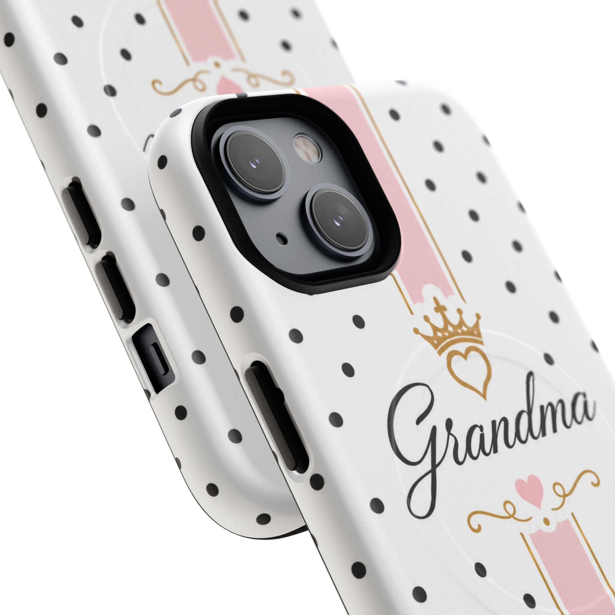 Grandma Polka Dot Tough Magnetic Phone Case — Pink Crown Floral Accent