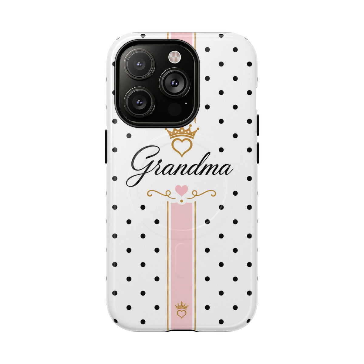 Grandma Polka Dot Tough Magnetic Phone Case — Pink Crown Floral Accent