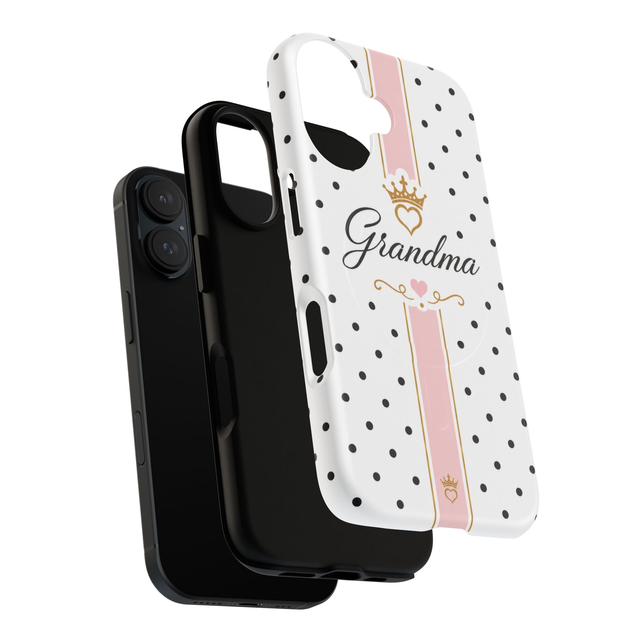 Grandma Polka Dot Tough Magnetic Phone Case — Pink Crown Floral Accent