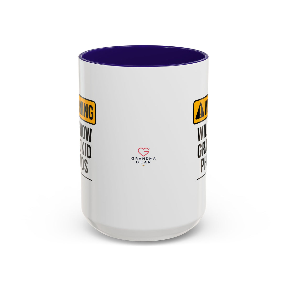 Warning Will Show Grandkid Photos Mug — Funny Grandma/Grandpa Coffee Cup (11oz, 15oz)