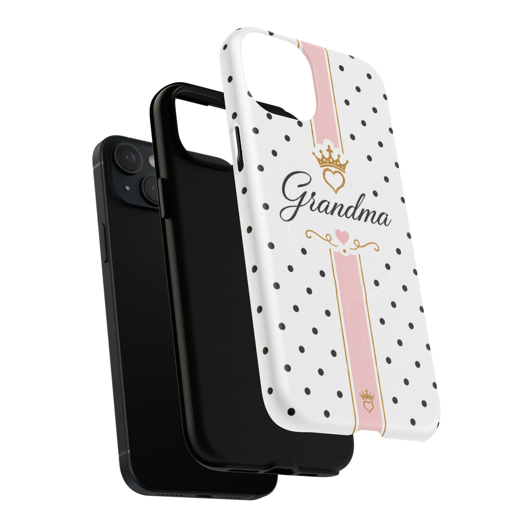 Grandma Polka Dot Tough Magnetic Phone Case — Pink Crown Floral Accent