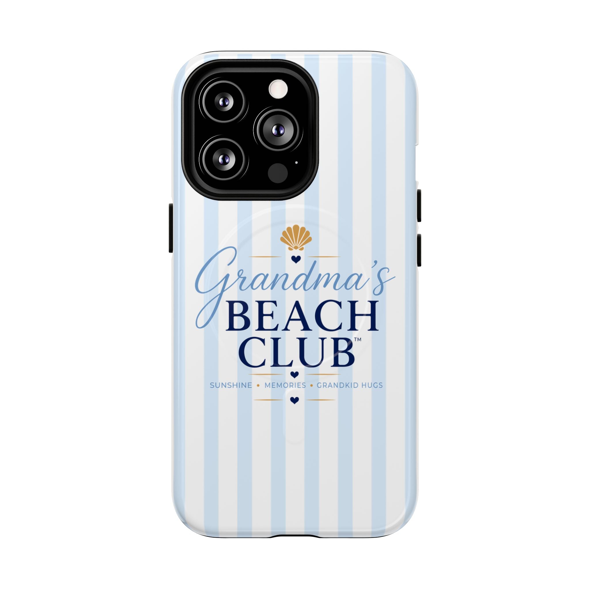 Grandma's Beach Club Tough Magnetic Phone Case — Coastal Striped Protective Cover