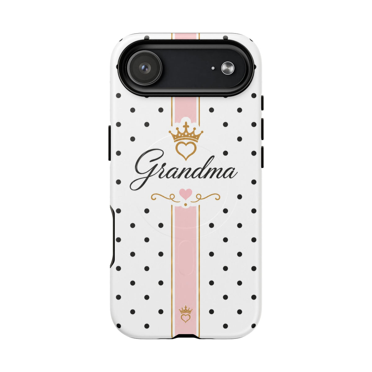 Grandma Polka Dot Tough Magnetic Phone Case — Pink Crown Floral Accent