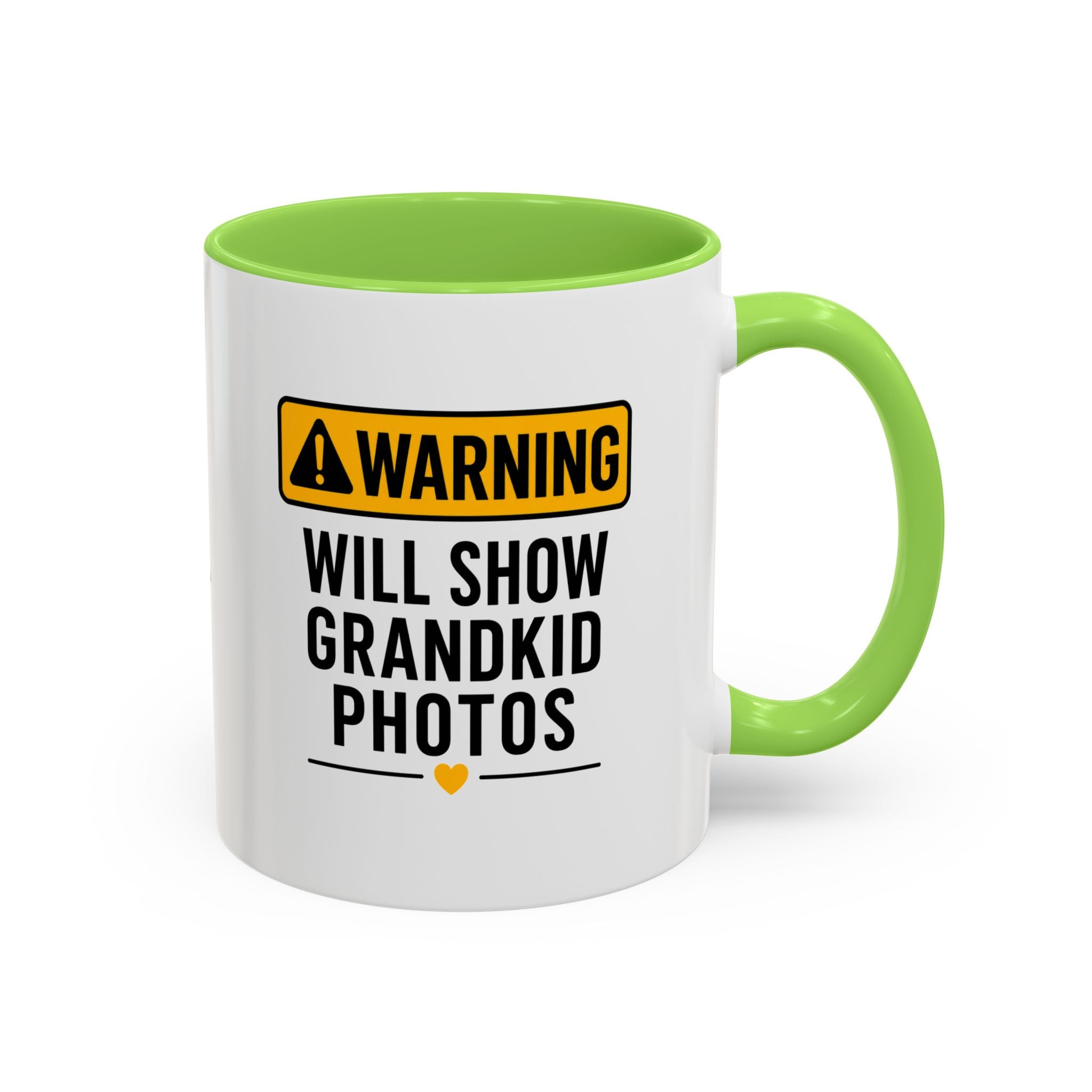 Warning Will Show Grandkid Photos Mug — Funny Grandma/Grandpa Coffee Cup (11oz, 15oz)